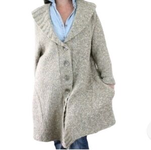 J Jill Mohair Alpaca Blnd Cardigan Shawl Collar Duster Lagen Boho Knit Sweater M